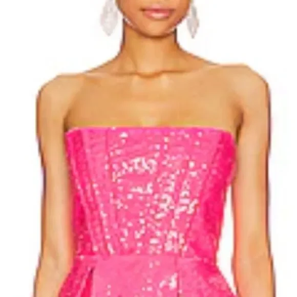 NWT Retrofete Kimora Crocodile Embossed Leather Mini Dress XL Revolve Pink - Picture 3 of 15